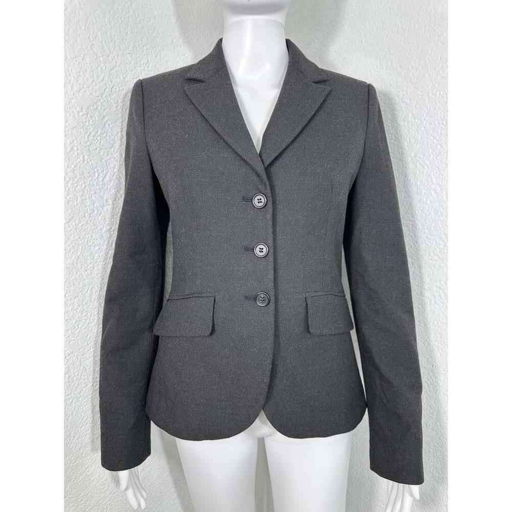 Y2K Benetton Gray Stretch Blazer Sz 42 Tailored Classic Office Siren Chic Italy